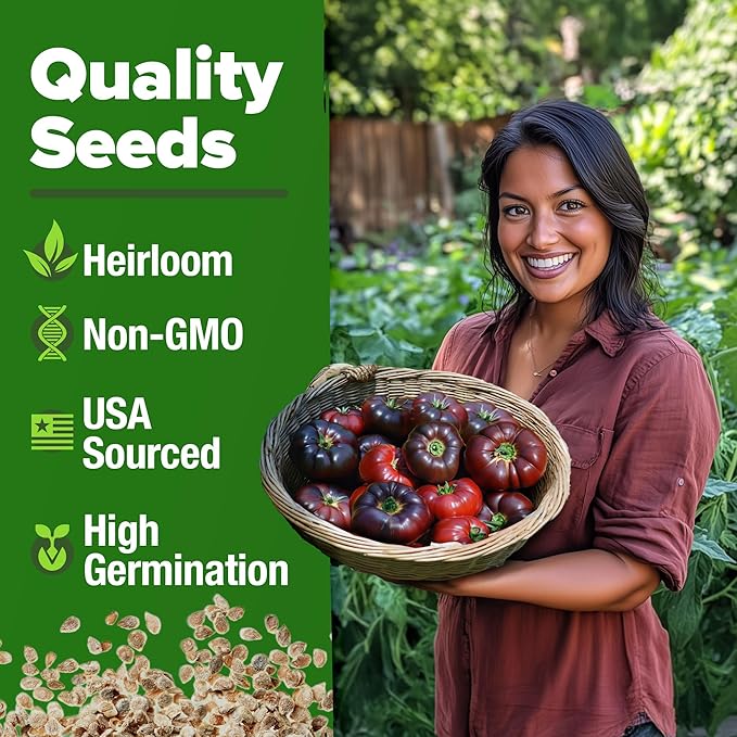 HOME GROWN Heirloom Garden Seed Kit – 3-Pack | Cherokee Purple & Large Red Cherry Tomato + Luffa Seeds | Non-GMO, USA-Sourced, High Germination Vegetable & Loofah Seeds for Sustainable Gardening