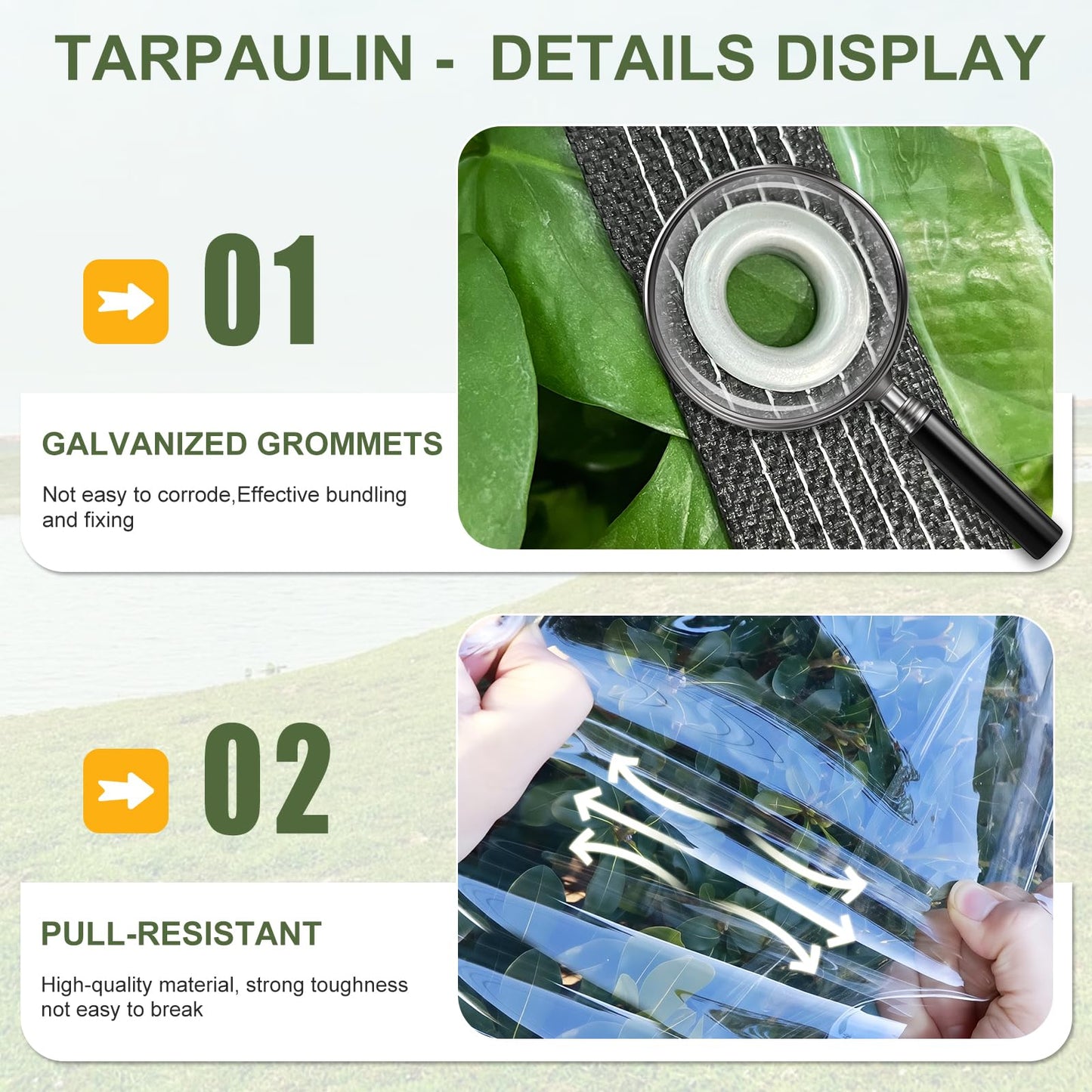 Clear Tarp with Grommets 10x20ft Clear Tarps Heavy Duty Waterproof 14 Mil Thickened PVC Tear-Resistant Reinforced Edges Clear Plastic Vinyl Tarp for Patio Chicken Coop Cover Greenhouse Plant Enclosure
