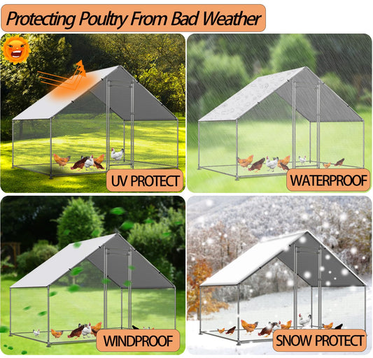Chicken Coop Cover Waterproof and UV, 11.3 * 6.3 FT Chicken Run Cover for Winter with Ball Bungees Cords, Shade Cloth for Large Chicken Coop, Walk-in Chicken Run Pen, Chicken Coop Tarp (1 Pack)