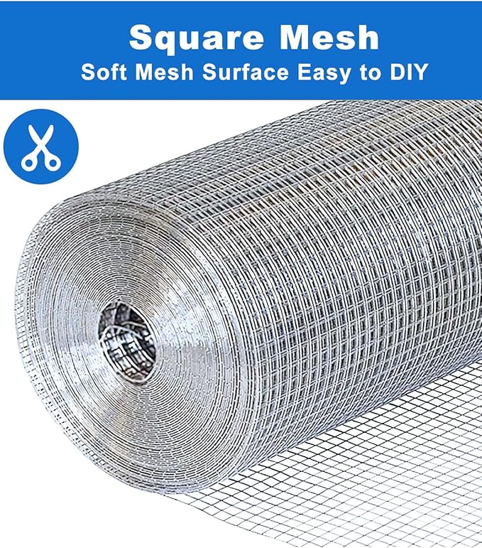 1/2 inch 6ft. x 100ft. Hardware Cloth 19 Gauge - Versatile Chicken Wire Mesh Roll for Welded Wire Fencing, Rodent Control, Garden Accessibility