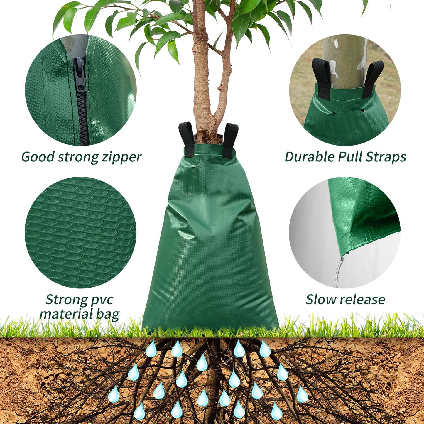 Tree Watering Bags Slow Release:20 Gallon - Reusable Water Bags for Trees - Slow Lrrigation Suitable for Newly Planted or Established Trees in Hot Weather（12 Pack）