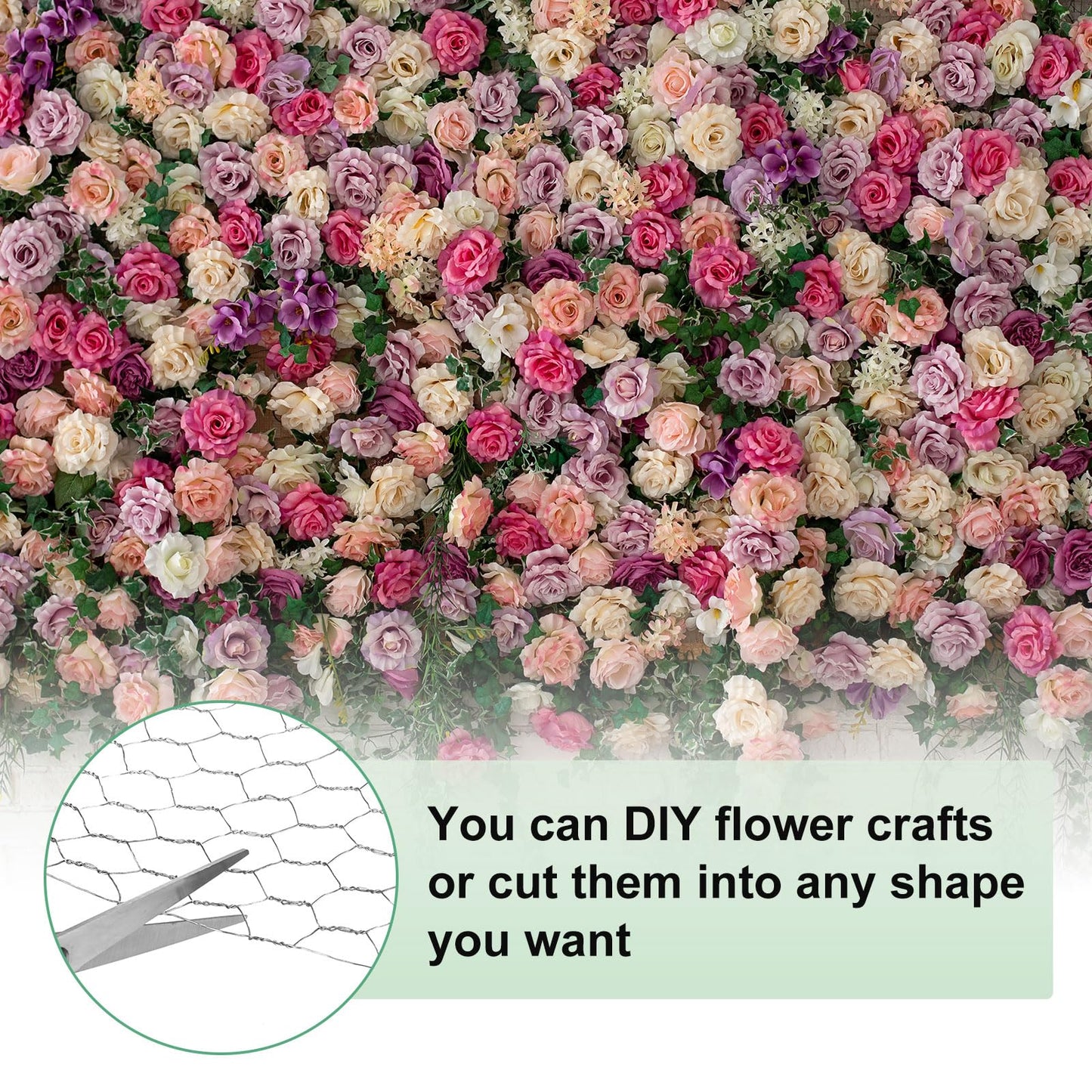 M METERXITY Chicken Wire for Floral Arrangements, 4 x 118 in Galvanized Iron Hexagonal PVC Coated for Crafts/Poultry/Garden, Chicken Wire Netting Fence Mesh [Silver Tone]