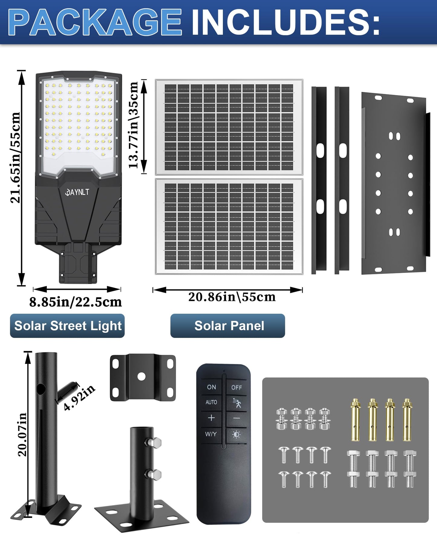 JAYNLT X-10000W Solar Street Lights Outdoor,6500K Ultra-Large Parking Lot Lights Commercial Dusk to Dawn,IP67 Industrial Grade Waterproof Solar Power Flood Security Lamps for Driveways,Yard