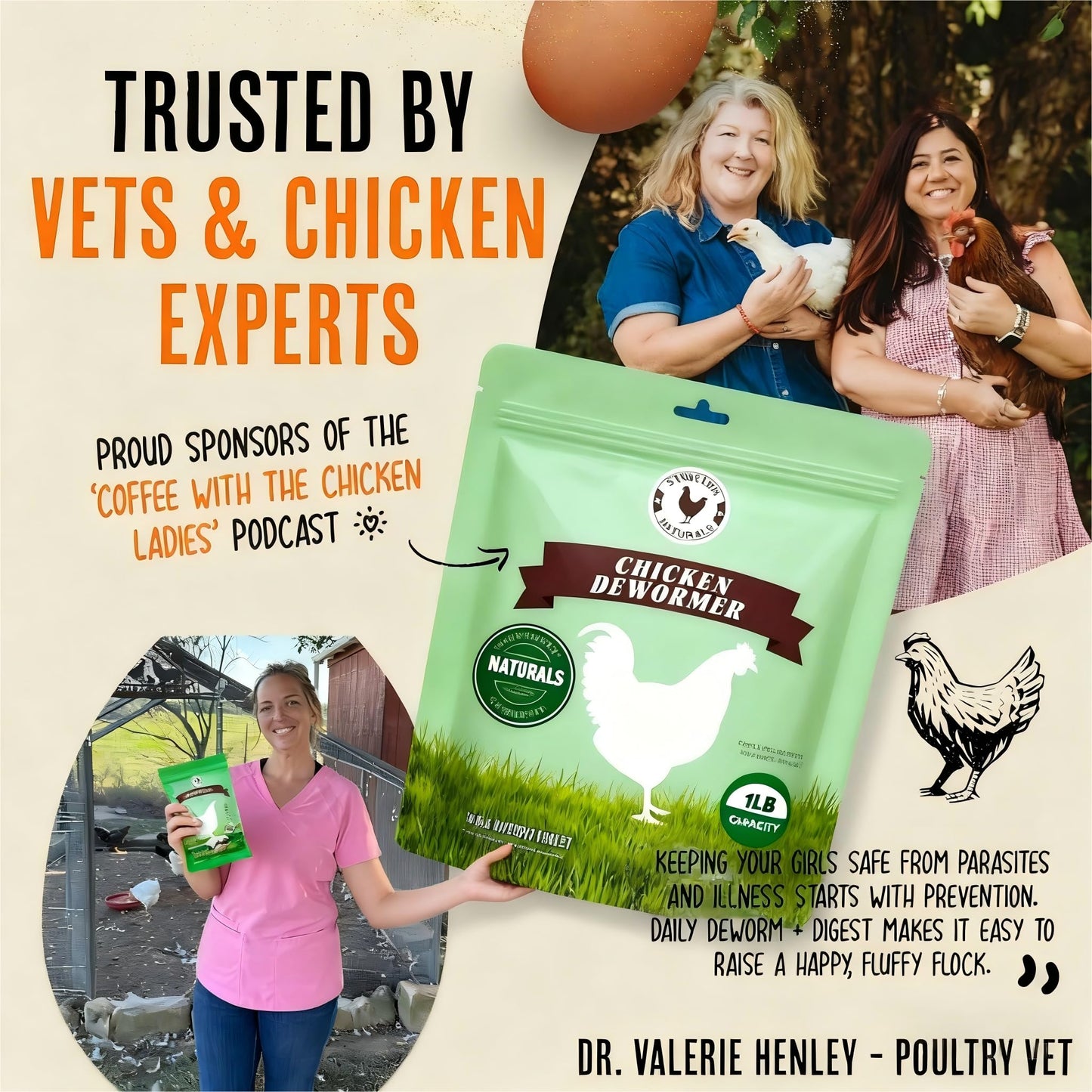 ZURPRISE Natural Chicken Dewormer Powder - Chili Flavor | All-Natural Poultry Worm Treatment for Hens & Birds | Easy-Mix Feed Supplement | Safe for Eggs | No Withdrawal (1LB Pouch)