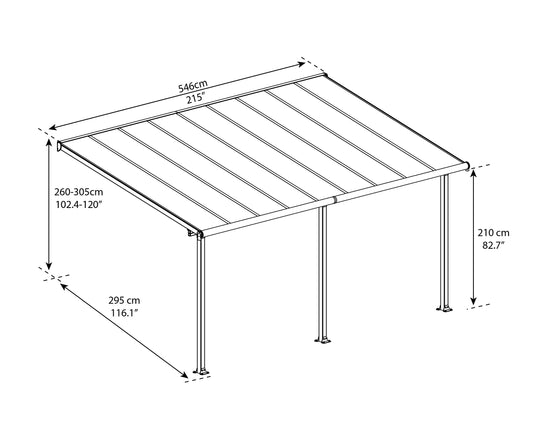 Palram - Canopia Olympia Patio Cover 10' x 18' Gray/Bronze Outdoor Canopy Awning, Waterproof, Shade, Outside Shelter For Backyard, Gutters, with 100% UV Protection