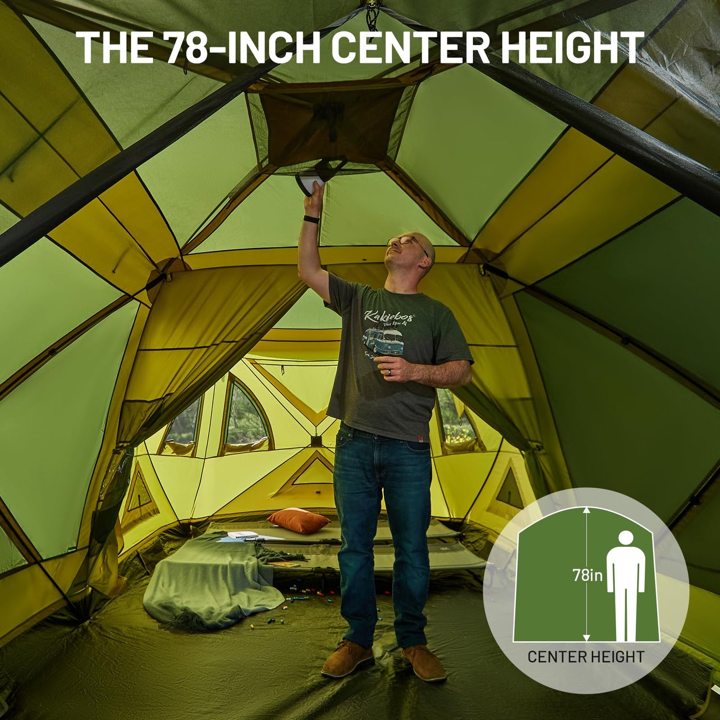 Timber Ridge 8 Person Instant Pop Up Cabin Tent, Easy 90 Second Setup, Weather Resistant Camping Family Hub Tent with Rain Fly and Carry Bag for Outdoor Camping