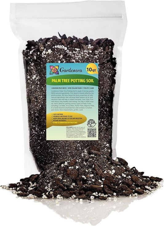 GARDENERA Palm Tree Potting Mix - The Ultimate Soil for Strong and Healthy Palms - Top Choice for Palm Tree Growers [10 Quart Bag]