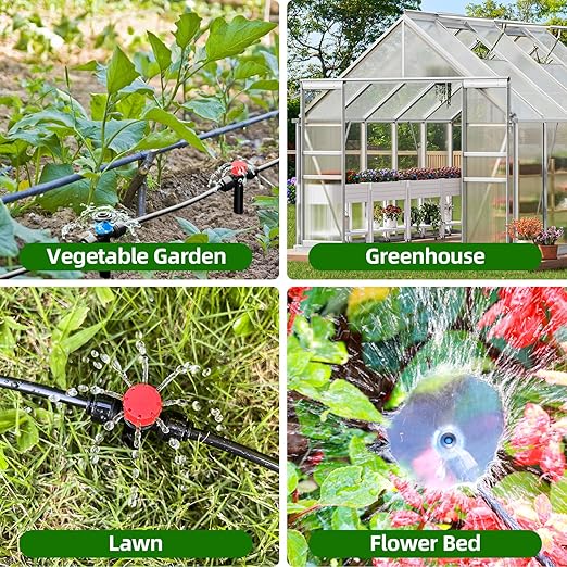 82FT Drip Irrigation System, 2025 Quick Connector Garden Irrigation System, Adjustable Nozzle, Garden Watering System with 1/4 '' Pipe, Garden, Vegetable, Greenhouse, Lawn Sprinkler