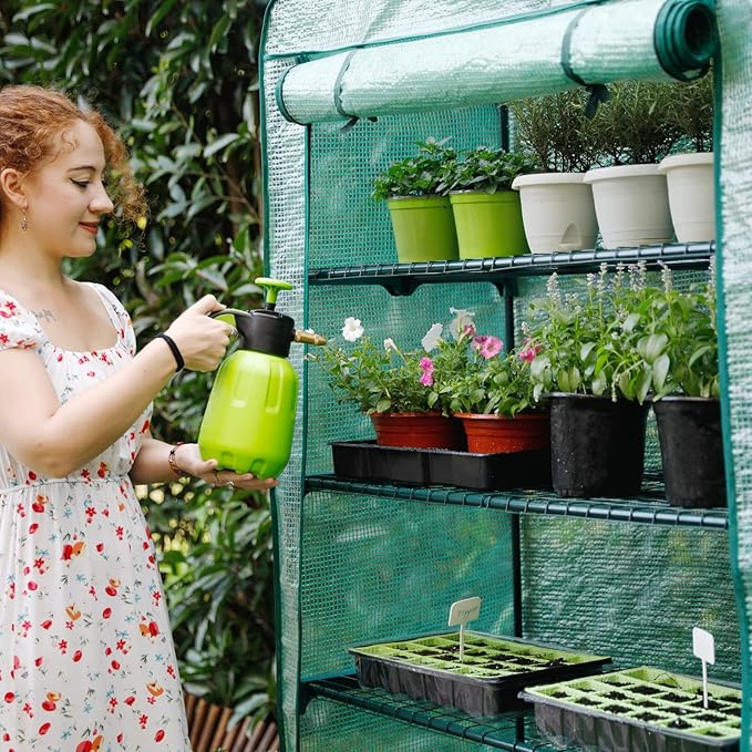 Worth Garden 50% Extra Wide Mini Greenhouse 5 Tier Portable Plant Green House 40in Wide -Sturdy Gardening Shelves with PE Cover & Roll-Up Zipper Door - Indoor & Outdoor Use - 19″W. x 40″L. x75″H.