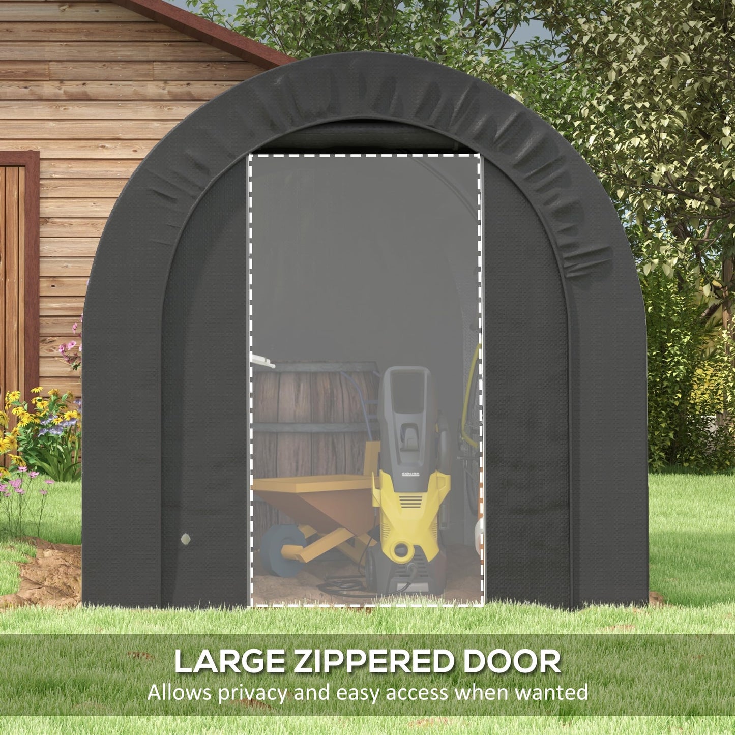 Outsunny 6' x 8' Garden Storage Tent with Galvanized Metal Frame, Waterproof Portable Shed, Heavy Duty Outdoor Shed for Bike, Motorcycle, Garden Tools - Gray