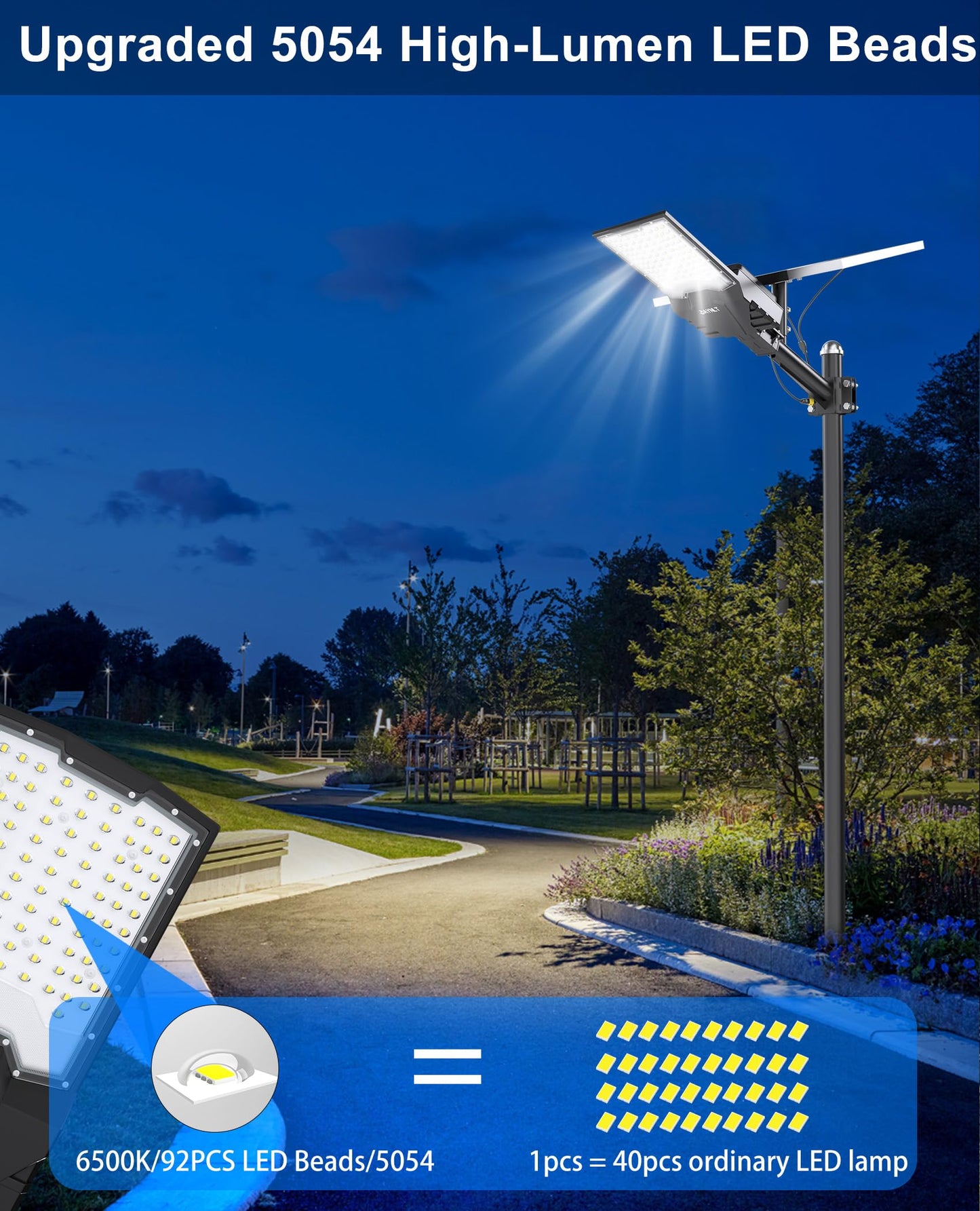 JAYNLT X-10000W Solar Street Lights Outdoor,6500K Ultra-Large Parking Lot Lights Commercial Dusk to Dawn,IP67 Industrial Grade Waterproof Solar Power Flood Security Lamps for Driveways,Yard