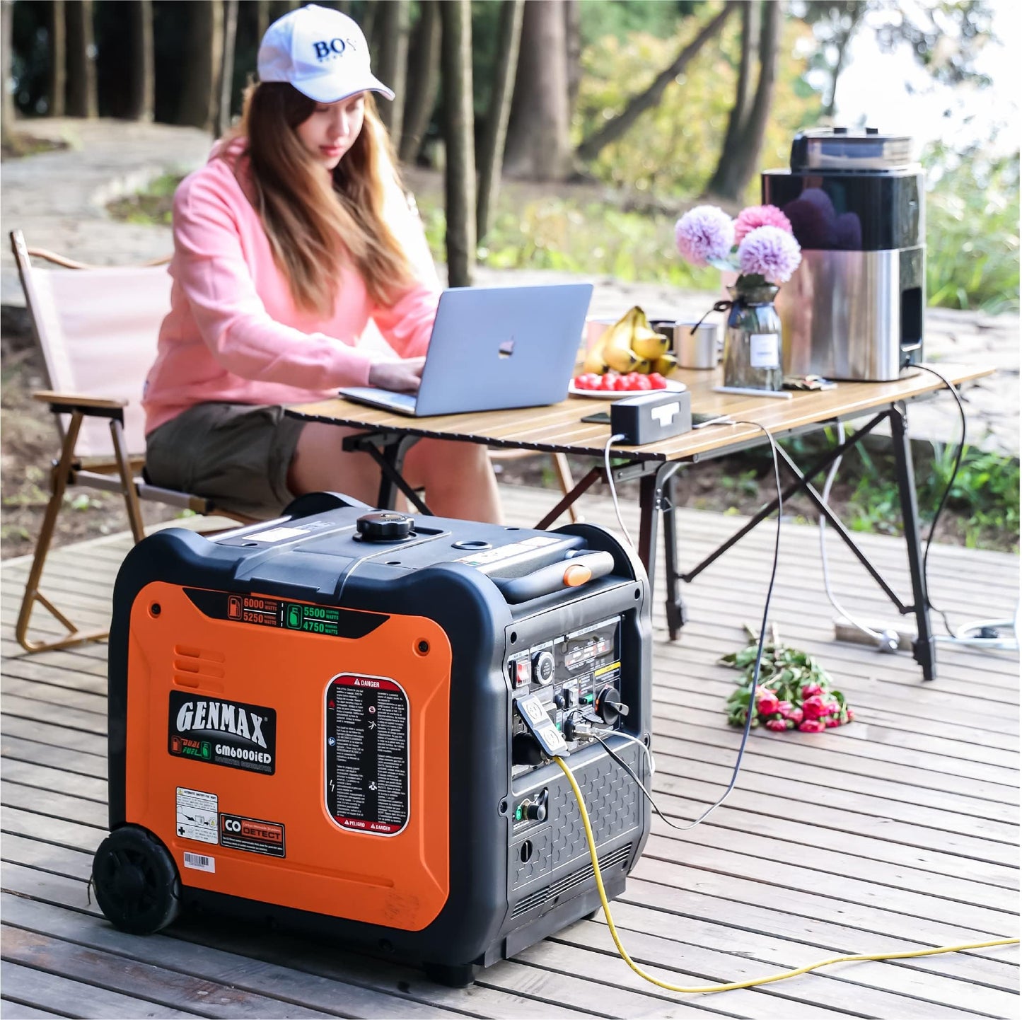 GENMAX Portable Inverter Generator,6000W Super Quiet Dual Fuel Portable Engine with Remote/Electric Start,Lightweight for Backup Home Use&Camping Travel Outdoor,EPA Compliant(GM6000iED.)