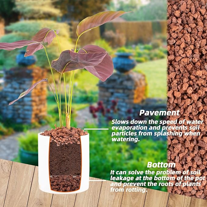 14lb Red Lava Rock for Plant, Horticultural Volcanic Rock Soil for Decorative Landscaping Bonsai, Cacti, Succulents Plants Top Dressing for Release Excess Water