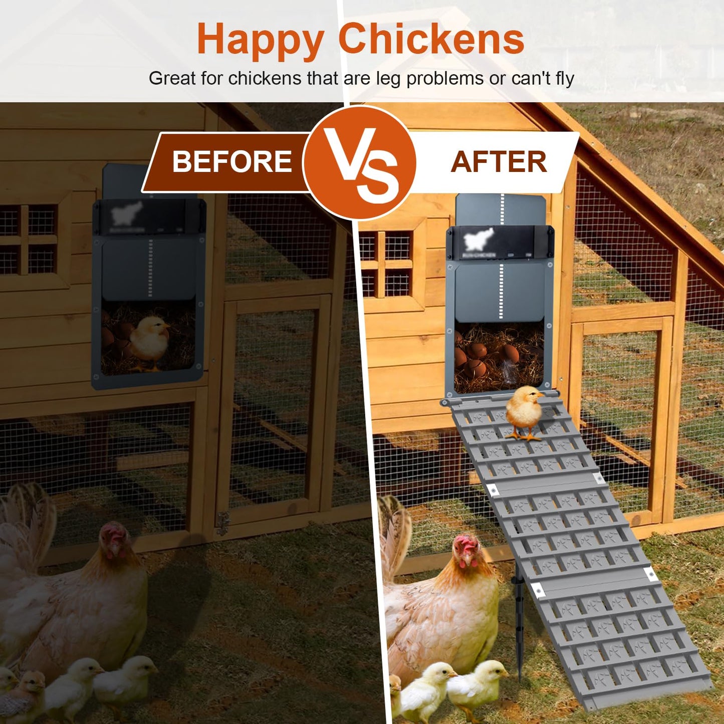 Chicken Coop Ramp for Coop: Chicken Ladder Ramp for Henhouse with Adjustable Angle and DIY Length - Chicken Roosting Steps for Leg Problem or Cannot Fly Chickens - Rot-Resistant & Waterproof