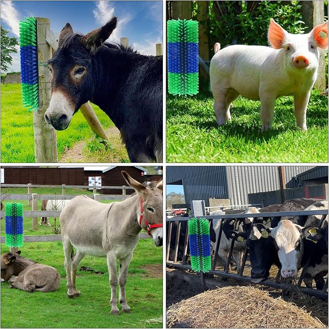 Livestock Scratching Brush Goat Scratcher Full Massage Grooming Brush with 8 Screws for Cattle, Sheep, Horses, Pigs