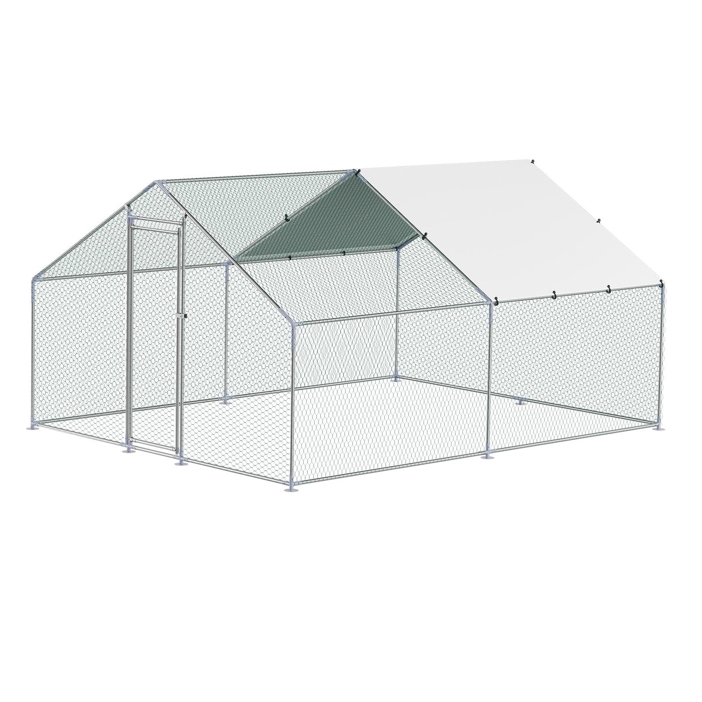 VEVOR Large Metal Chicken Coop, 9.8x13.1x6.5 ft Large Walk in Chicken Runs for Yard with Cover, Hen House Enclosure with Security Lock, Outdoor Duck Rabbit Cage Poultry Pen for Backyard, Farm, Yard
