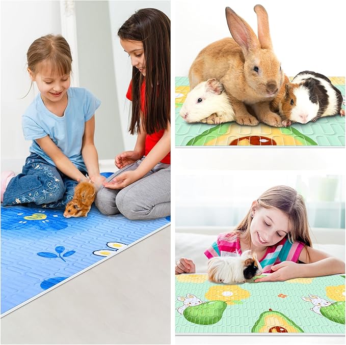 4 Pcs Guinea Pig Cage Liner, Washable Guinea Pig Bedding,Reusable Rabbit Bedding Waterproof Guinea Pig Pee Pads, Absorbent Guinea Pig Bedding for Small Animals Hamster Rabbit Squirrel Cage 47"