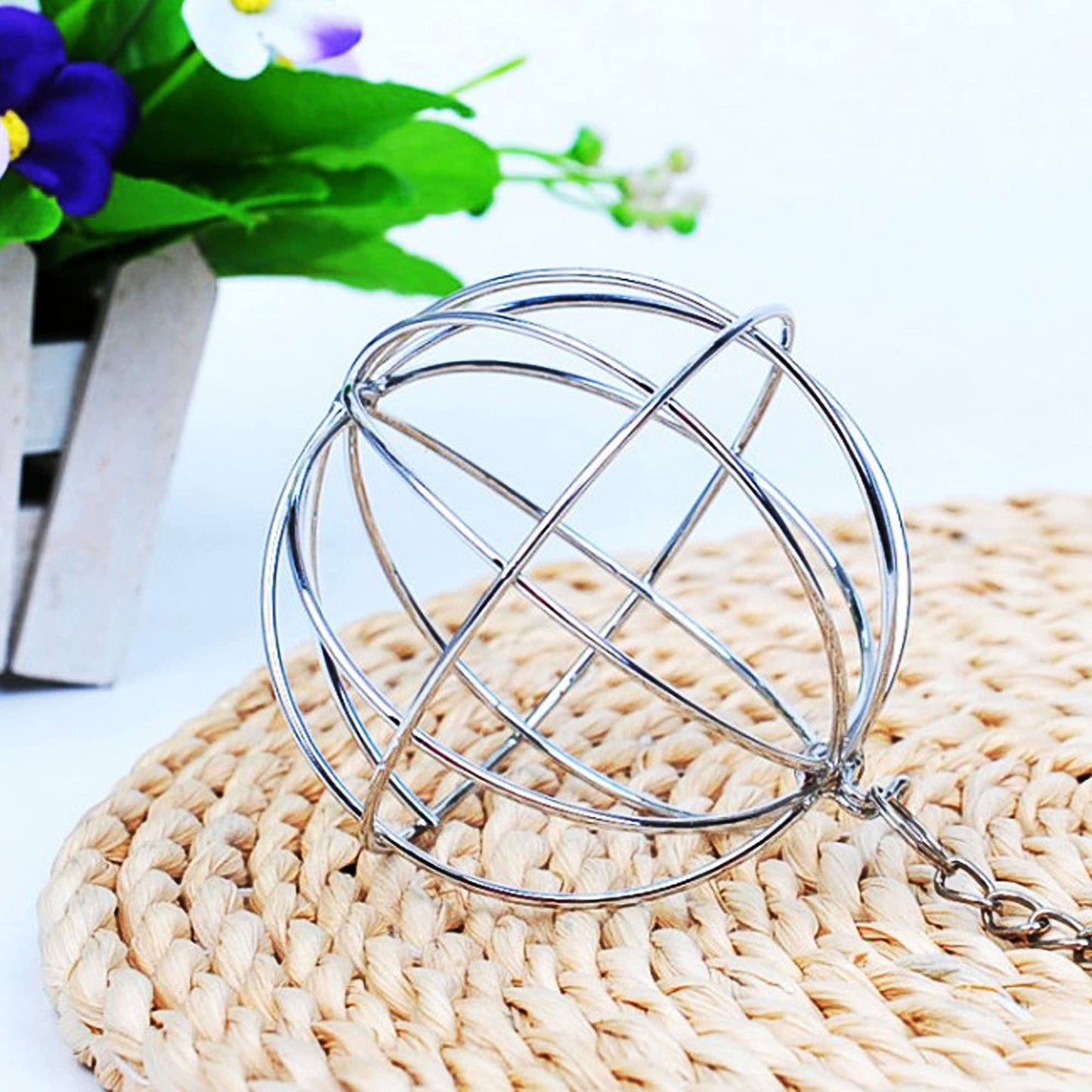 Allazone 4 PCS Hay Feeder Ball, Hay Rack Ball, Small Animal Stainless Steel Grass Ball Grass Rack Ball for Rabbit Guinea Pig Hamster Hay Dispenser Hanging Ball Feeder Toy Rabbit Pet Supplies