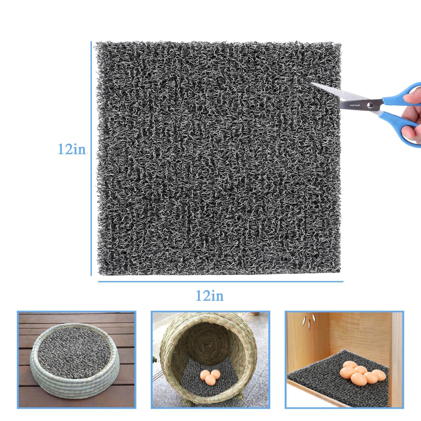 Nesting Pads for Chicken Coop Washable Plastic Nesting Box Liners Reusable Nesting Box Pads for Chicken Coop Bedding 12x12 Inchs 6 Pack Grey Hjpzrui