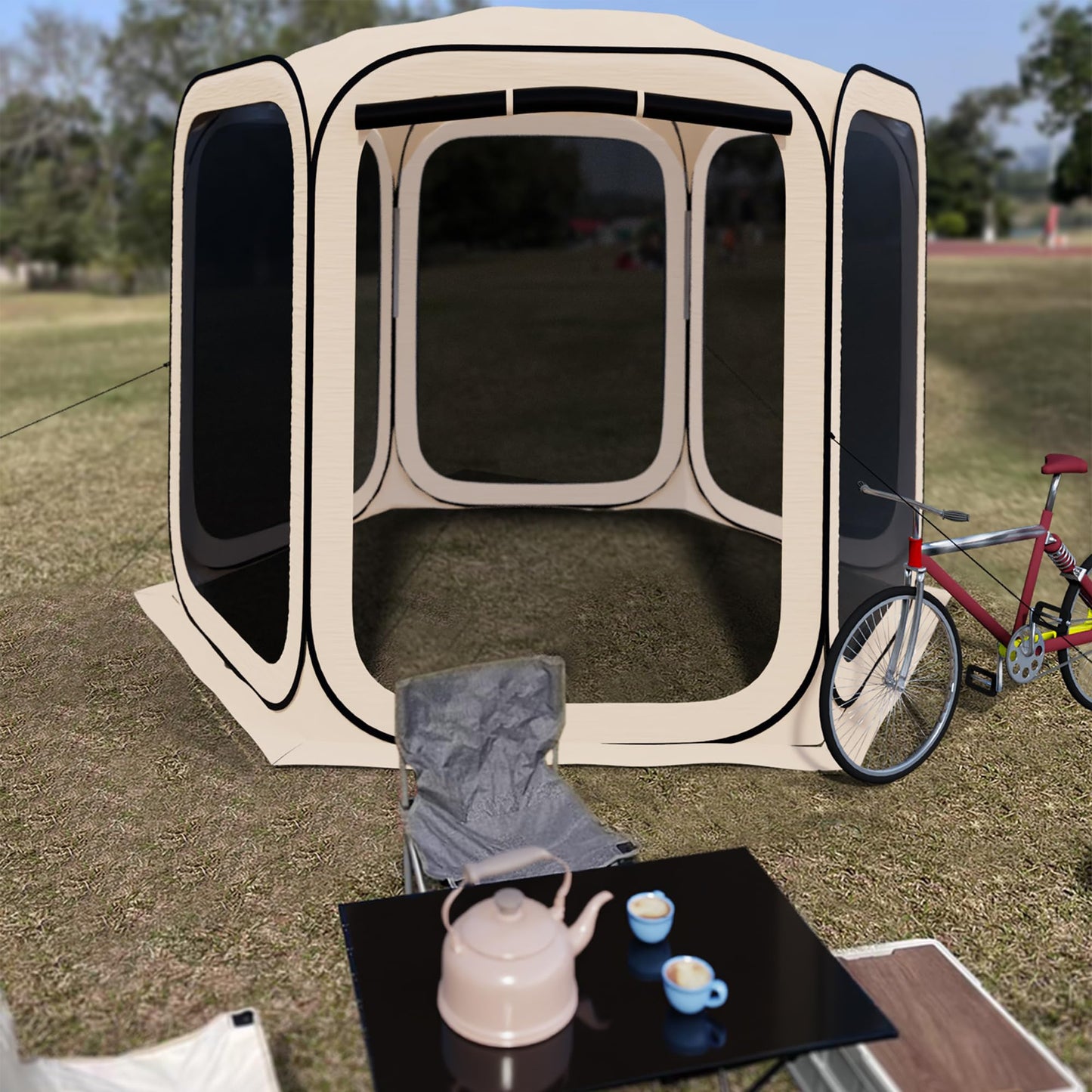HOOYEAH Pop-up Screen House, Portable Canopy Tent Instant Shelter with Carry Bag for Patio, Backyard, Garden and Outdoor Activities, 10x10