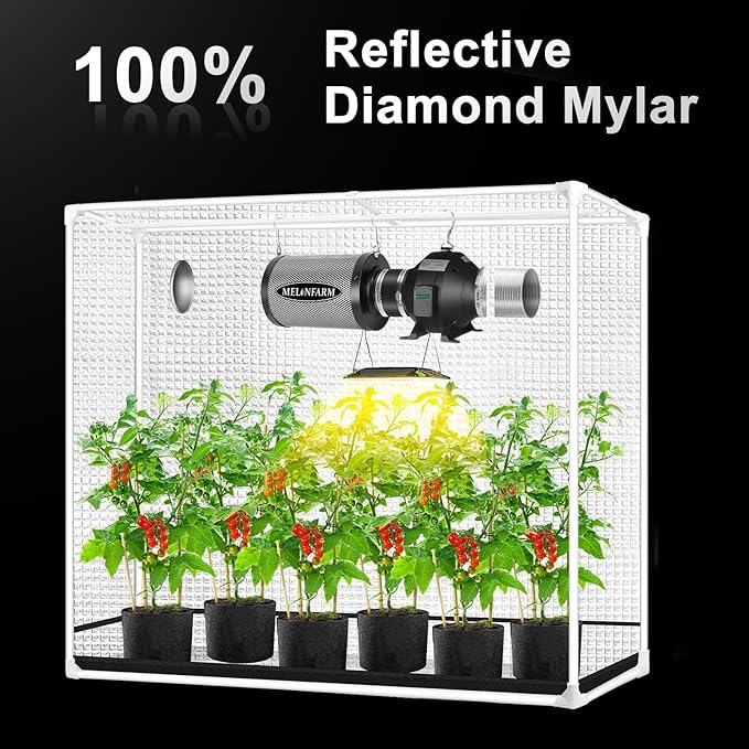 MELONFARM 4x2 Grow Tent, 48"x24"x72" Double Transparent Viewing Door Indoor Grow Tent, Growing Tent with High Reflective Mylar & Floor Tray, Plant Tent for Indoor Hydroponics Growing