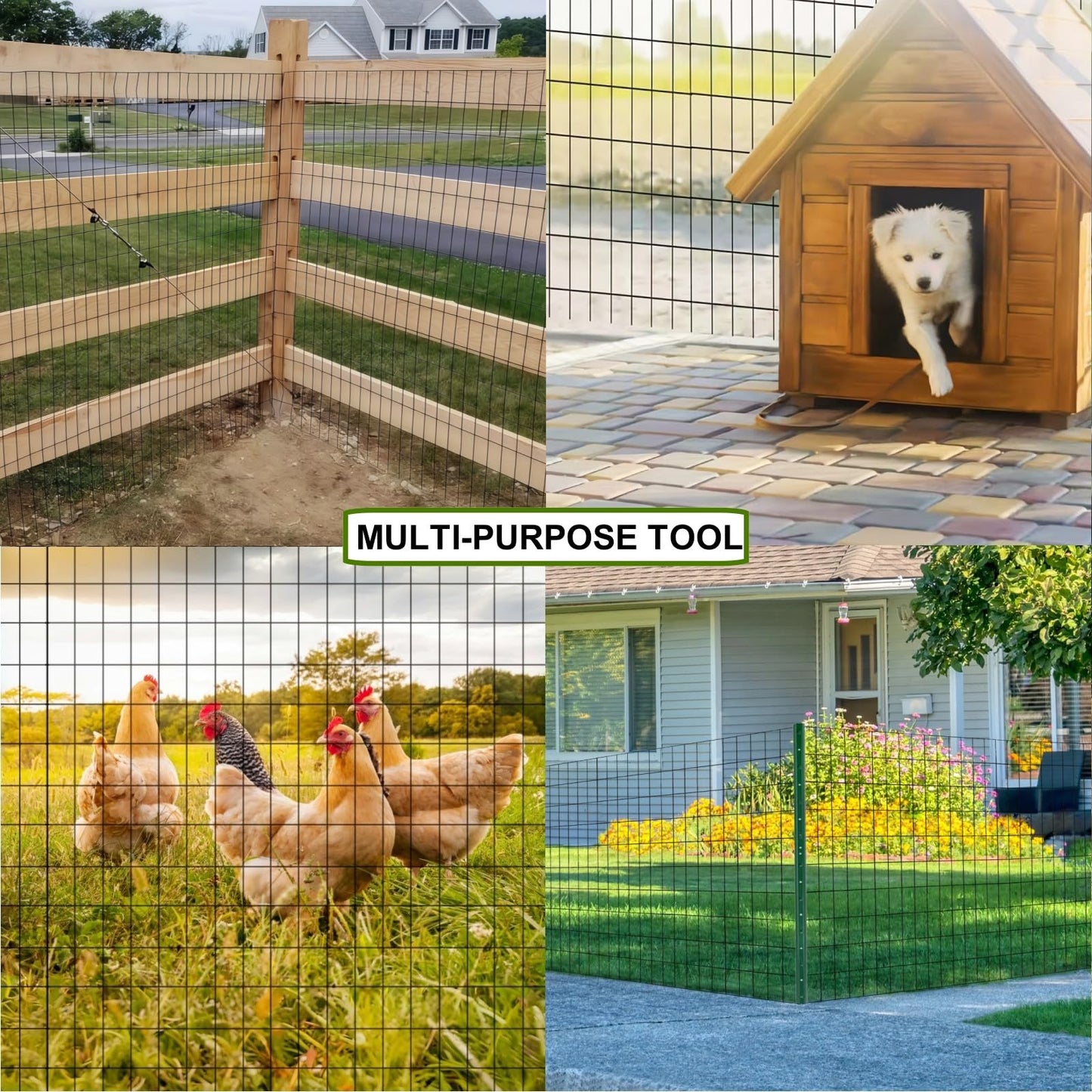 SOTTORICH Wire Fence 24in x 50ft, 2X 3 16GA, Black PVC Coated Garden Fence for Yard Garden Border Fencing Roll Vinyl Coating Metal Wire Mesh for Yard Vegetable Plant Protection Poultry Netting