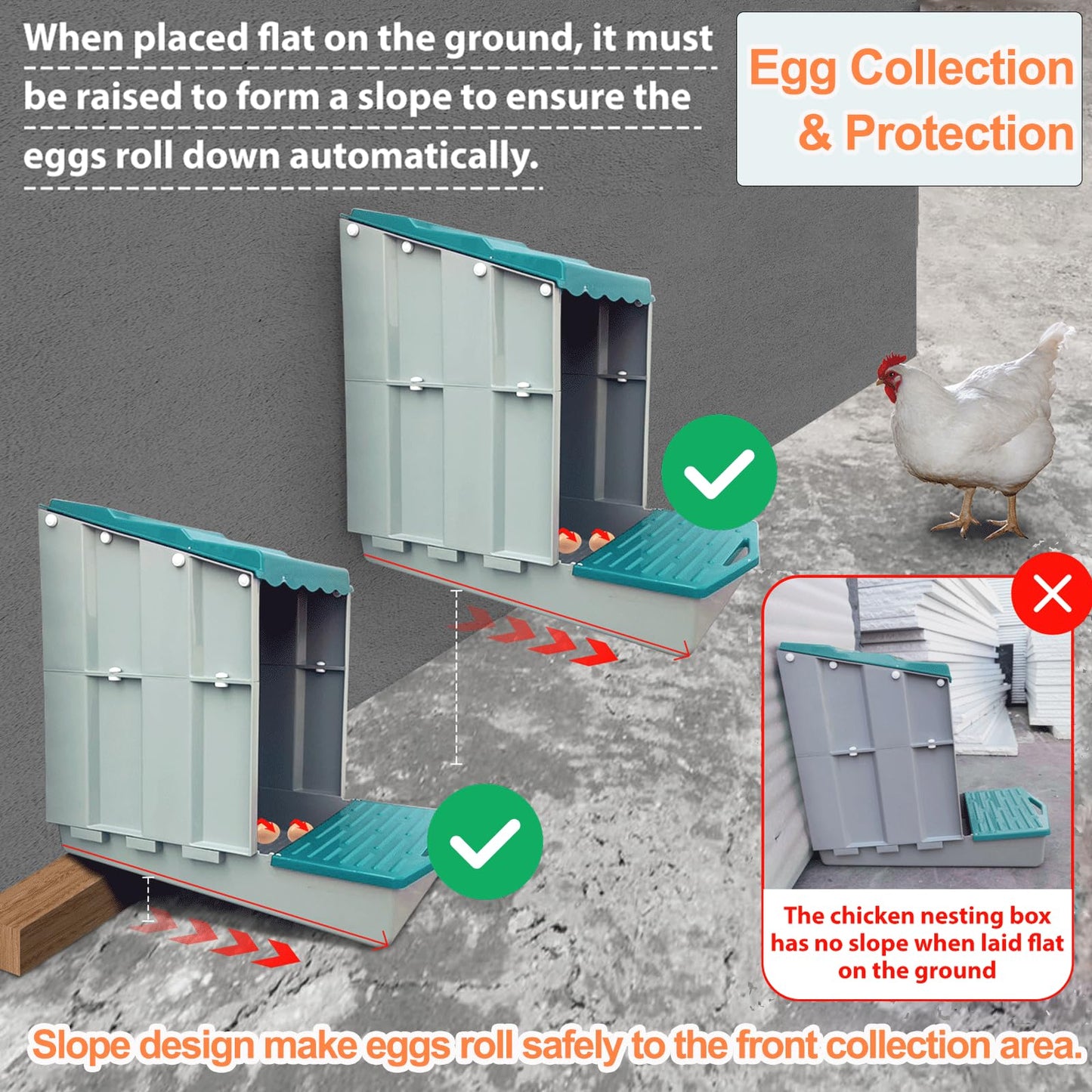JELSVOP Nesting Boxes for Chickens, Chicken Nesting Boxes with Egg Collection & Perch for Easy Picking Protecting Eggs, Nesting Boxes for Laying Eggs with 6 Compartments