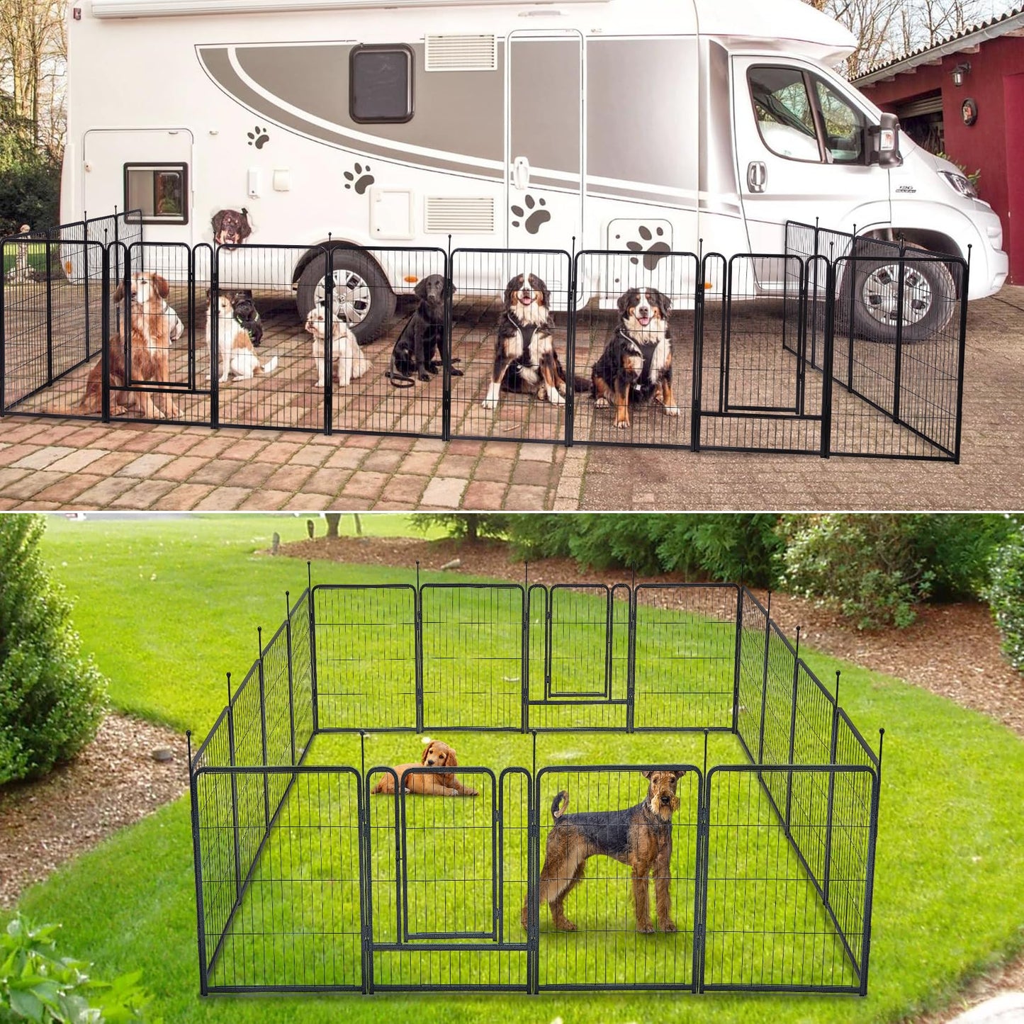 mestyl Dog Playpen, 40" Height 8 Panels Outdoor Pet Play Pen, Big Dog Exercise Play Pen for Large/Medium/Small Dogs, Foldable Puppy Pen for Indoor, Camping, RV, Anti-Rust Paint Finish, Quick Install
