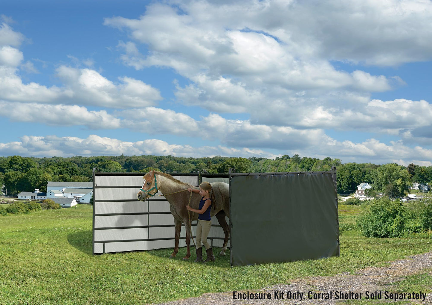 ShelterLogic 10' x 10' Enclosure Kit for Outdoor Corral Shelter Cover (Corral Frame and Panels, Top Cover NOT Included) Green