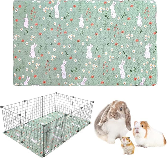 kathson 59" L x 27.5" W Rabbit Cage Liners Washable Rabbit Floor Mat Reusable Bunny Rug Super Absorbent Guinea Pig Carpet Anti-Slip for Hamsters Ferrets Hedgehog Chinchilla All Small Animals