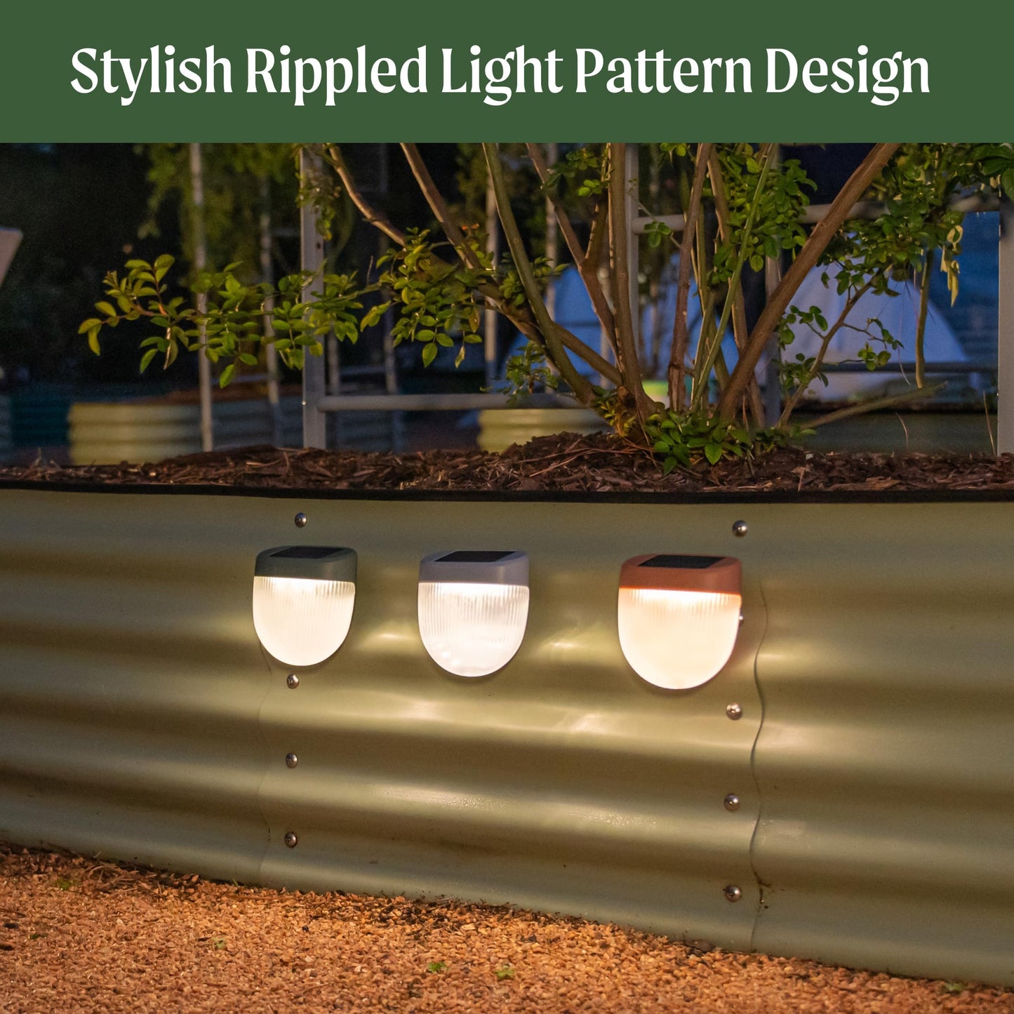 Vego garden 17" Tall 9 in 1 Raised Garden Bed Terra Cotta with 4-Pack Solar Garden Lights