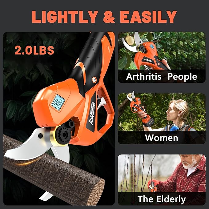 Electric Pruning Shears for Gardening, Cordless Pruner Shears Brushless 1.6 Inch Cutting Diameter, 2 * 2.0Ah Battery Powered Tree Branch Pruner, Professional Branch Cutter Gardening Scissors