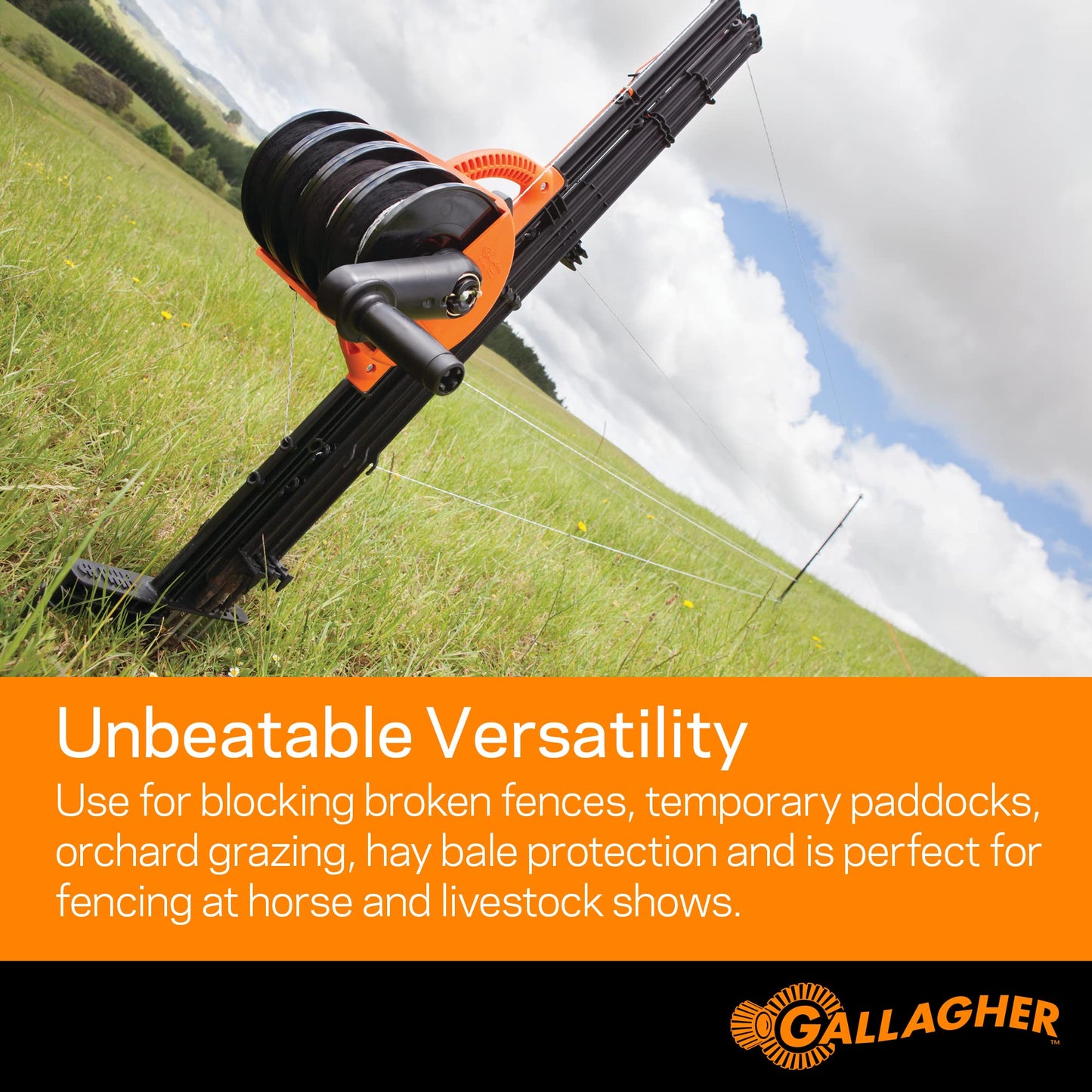 Gallagher Smart Fence 2 | Portable Electric Fence for Livestock Containment | Quick Install Temporary Field Fencing | 328ft of 4-Strand Electric Fencing with Built-in Posts and Reels