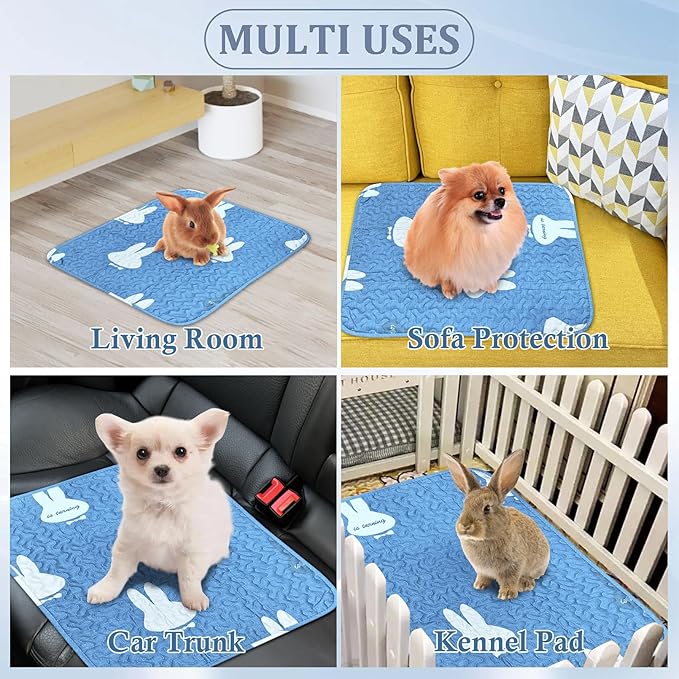 kathson 2 PCS Rabbit Cage Liners Washable Super Absorbent Sleep Pad Bed for Guinea Pig Small Animals Reusable Fleece Bedding Anti-Slip Mats for Bunny Hedgehog Kitten Chinchilla (18 x 24inch)