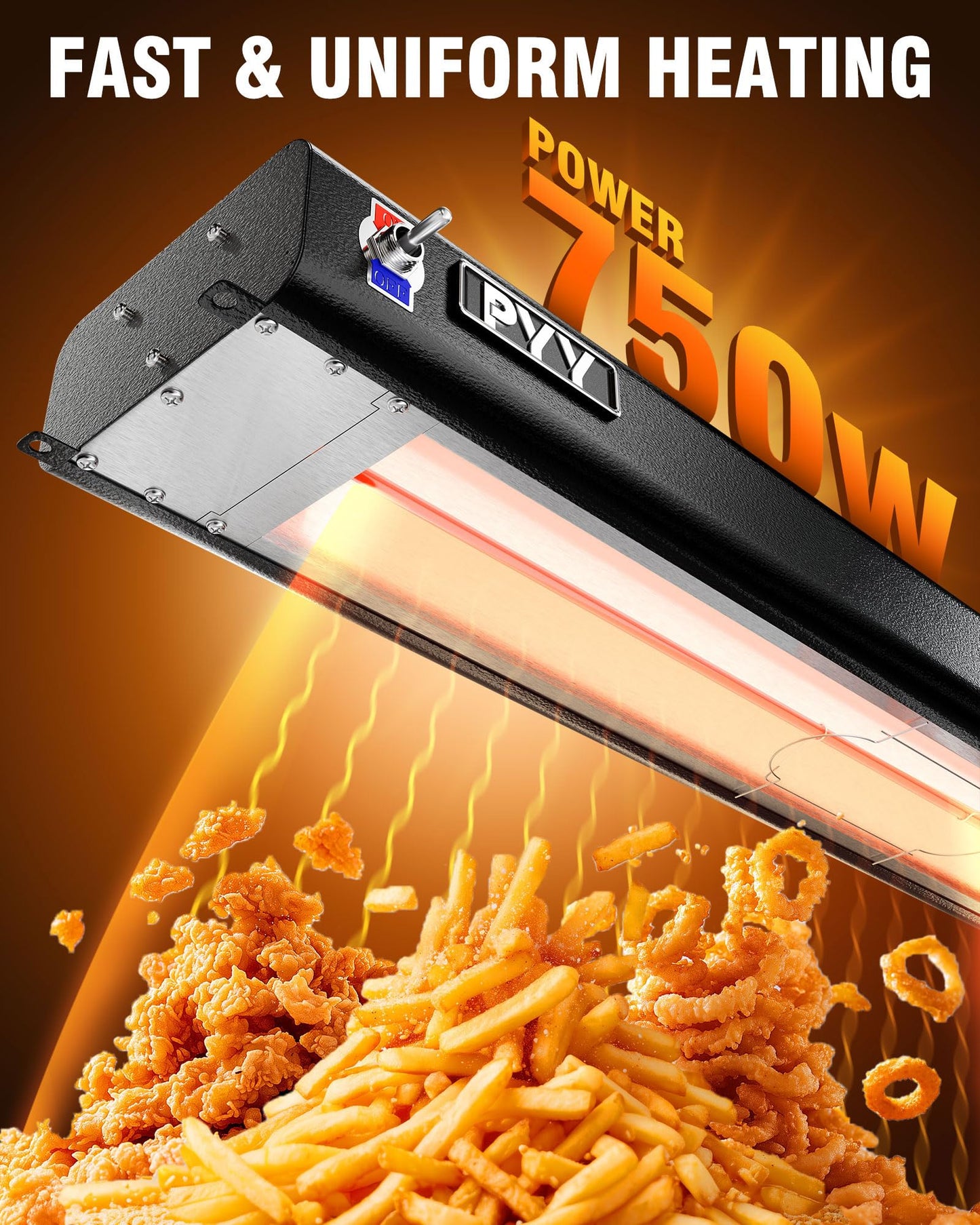 PYY 36 Inch Food Heat Lamp - Aluminum Infrared Strip Heater Overhead Food Warmer Light Electric Commercial Grade for Restaurant Buffet Catering Kitchen 750W