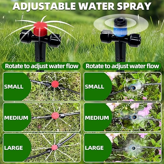 82FT Drip Irrigation System, 2025 Quick Connector Garden Irrigation System, Adjustable Nozzle, Garden Watering System with 1/4 '' Pipe, Garden, Vegetable, Greenhouse, Lawn Sprinkler