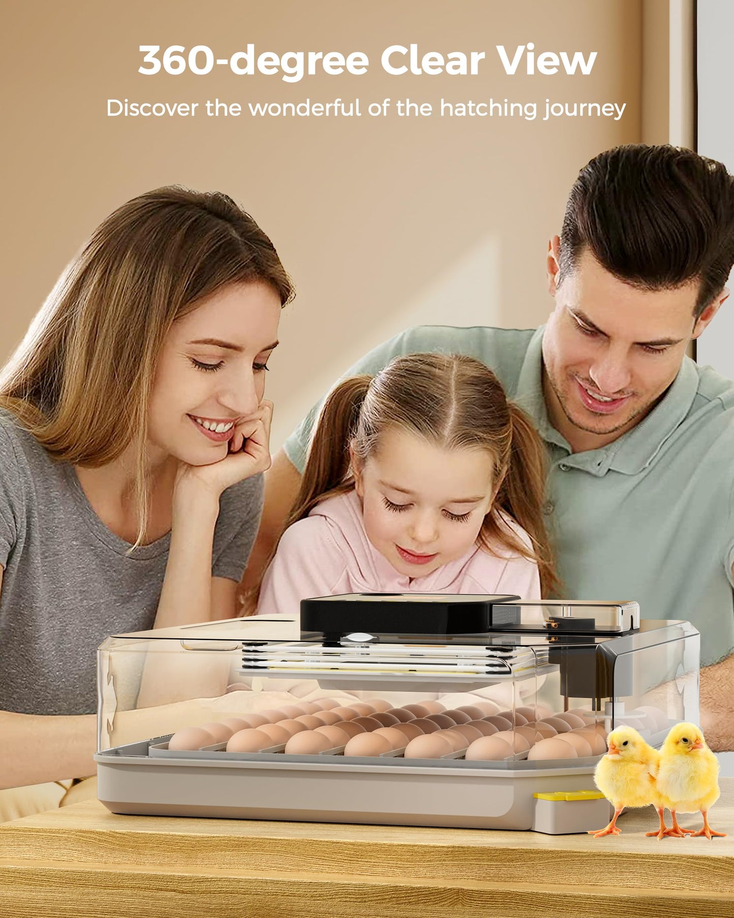 Besly 48 Egg Incubator for Hatching with Automatic Egg Turning and Humidity Control, Egg Candler, Poultry Egg Incubator for Chicken, Ducks, Goose, Pigeon, Quail, ideal for Farm, Classroom, Home