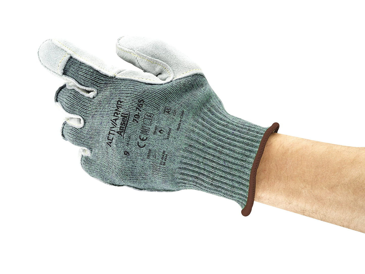 Ansell ActivArmr 70-765 Heat-Resistant Industrial Kevlar Gloves w/Leather Palm for Auto, Machinery, Fabrication - Size 8, Grey (36 Pairs)