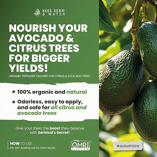 Seriokai's Secret Organic Fertilizer Soil Amendment Bundle with Worm Castings and Dairy Compost Avocado and Citrus Fruits - Orange, Lemon, Grapefruit, Lime and Pomelo