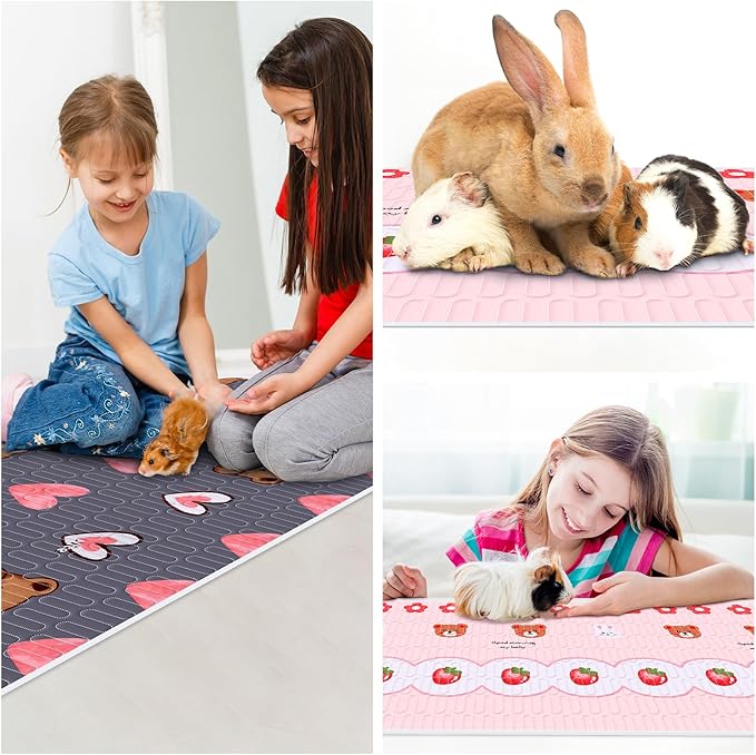 4 Pcs Guinea Pig Cage Liner, Washable Guinea Pig Bedding,Reusable Rabbit Bedding Waterproof Guinea Pig Pee Pads, Absorbent Guinea Pig Bedding for Small Animals Hamster Rabbit Squirrel Cage 47“
