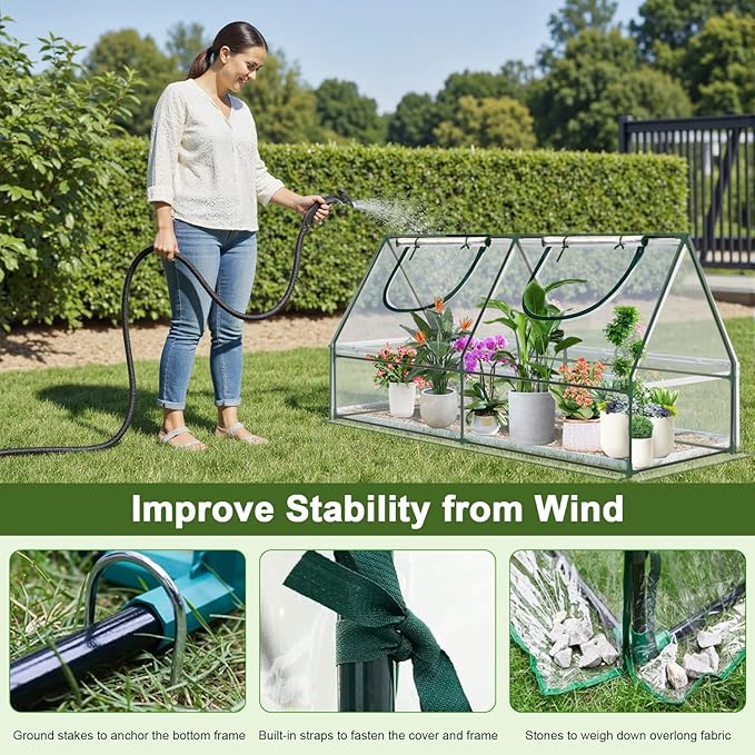 Mini Greenhouse, 47×23×23" Portable Greenhouse for Indoor Outdoor, Small Green House for Plants, Seedling, Germination