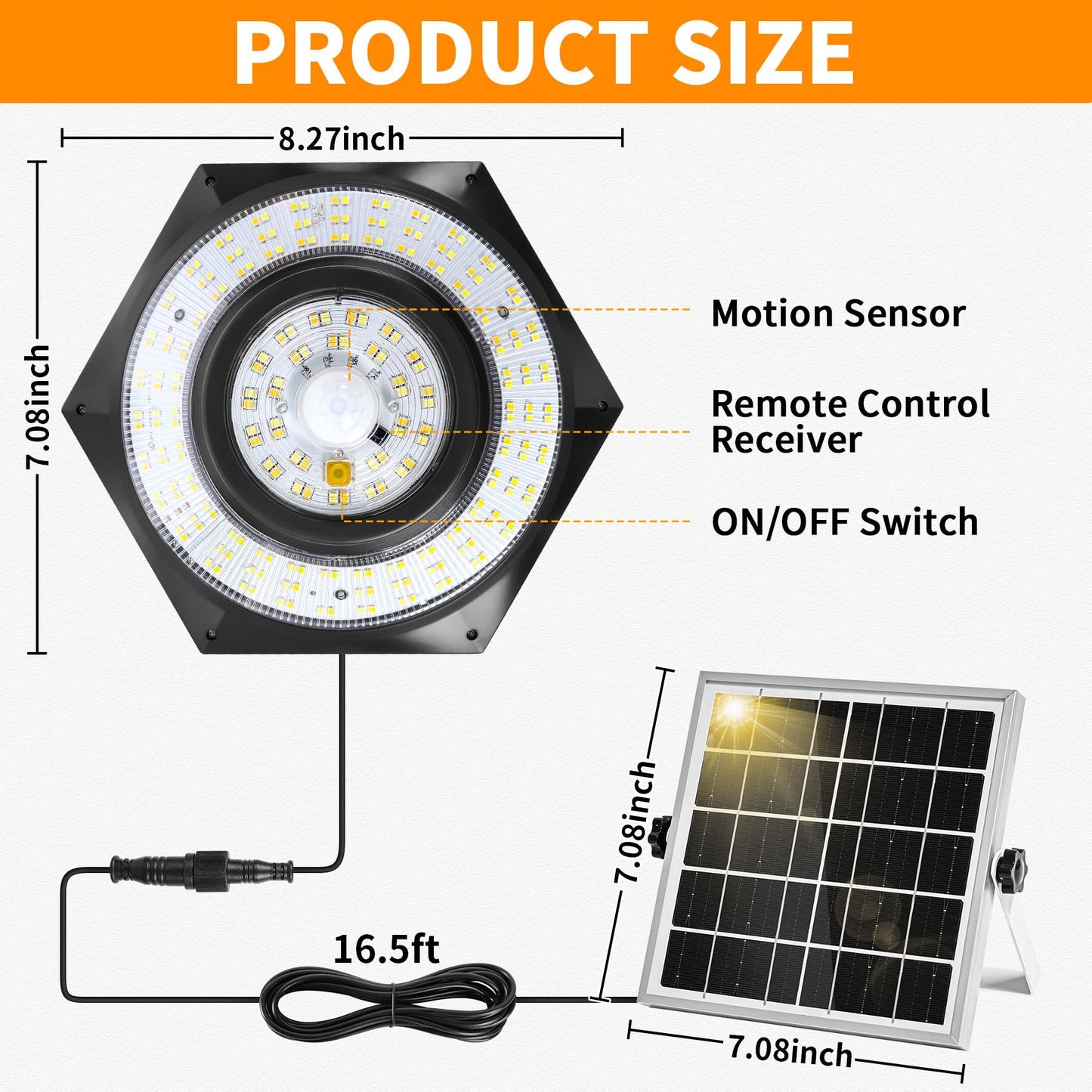 ROSTIUTE Solar Shed Light, 288 LED 1000LM Solar Pendant Light Indoor Outdoor, Solar Lights 5 Modes Motion Sensor with Remote Control for Chicken Coop Barn Patio Gazebo Garage