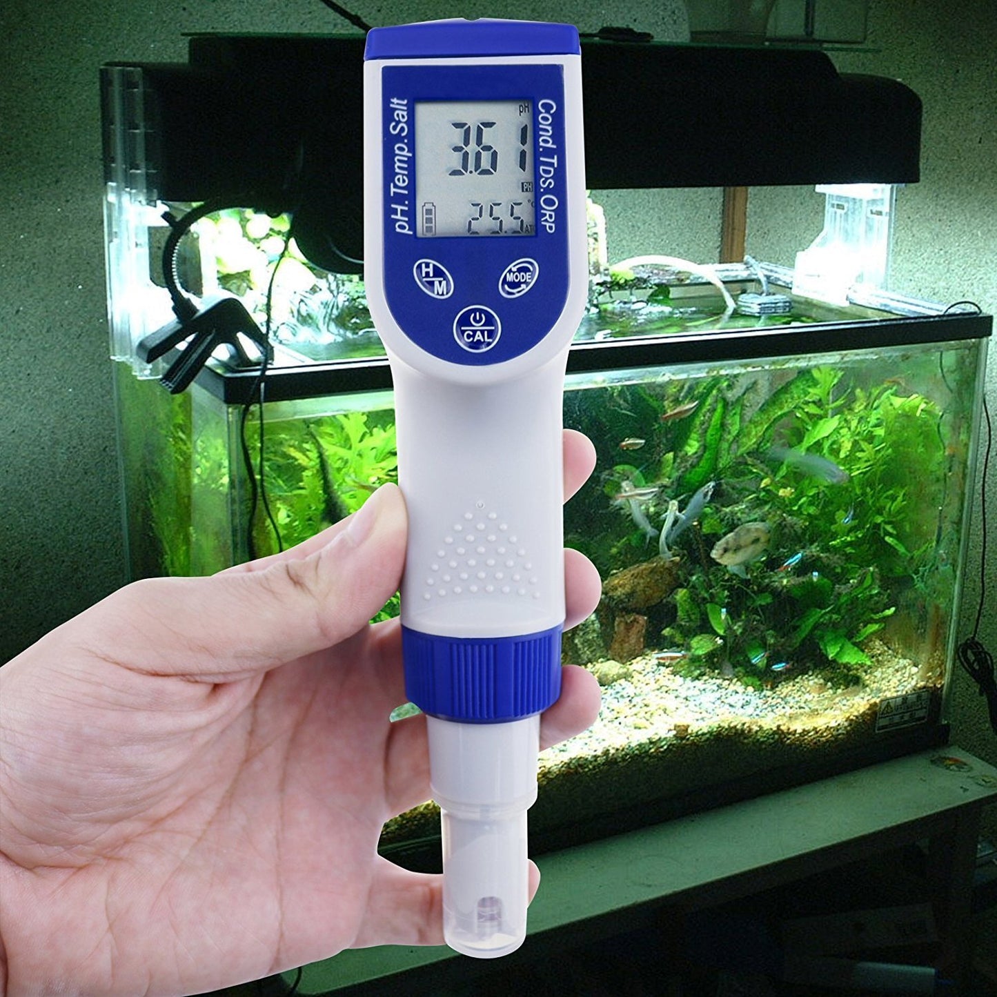 TEKCOPLUS 6-in-1 Water Quality Tester, Waterproof Digital Pen Type Multiparameter Water Tester Combo Pen with pH/ORP/EC/TDS/Salinity/Temperature Testing Kit and Replaceable ORP Probe