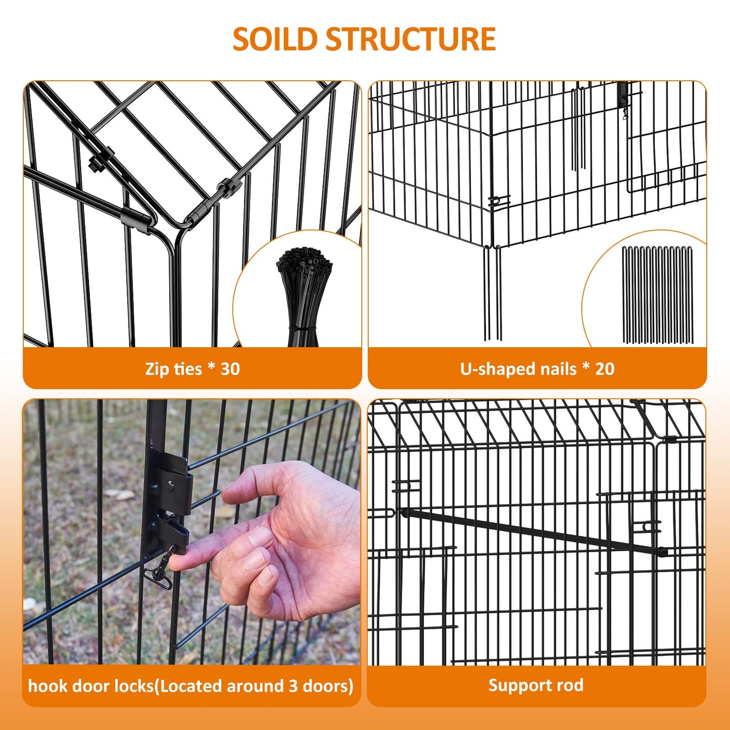 INJOPEXI Metal Chicken Coop 86"×40"×39" Chicken Runs for Yard with Cover Chicken Playpen Enclosure Chicken Pen Kennel Duck CoopCage for Outdoor Backyard Farm Rabbit Small Animal Dog Poultry Cat Hutch