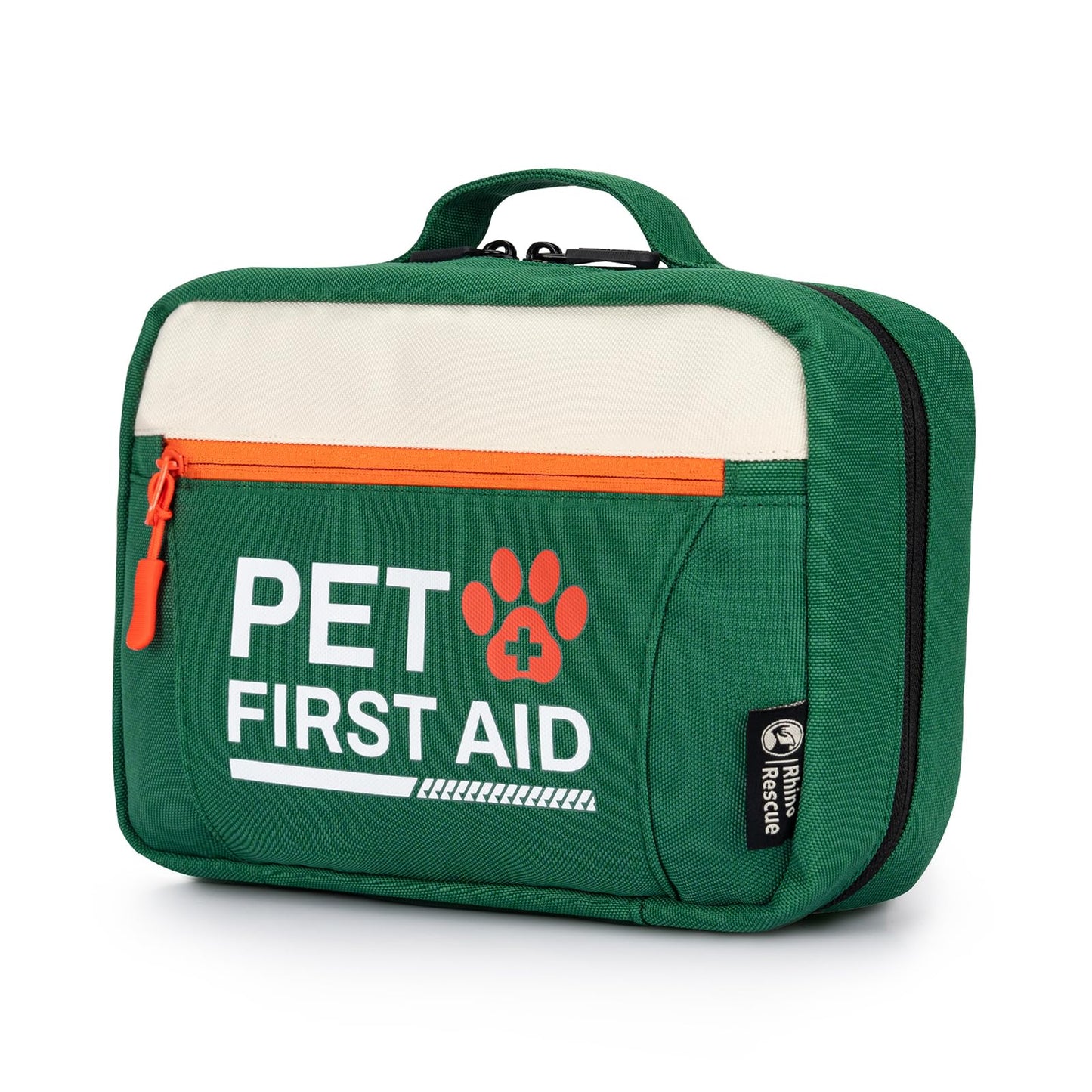 RHINO RESCUE Pet First Aid Kit, Emergency Medical Supplies for Dogs & Cats, Safety Essentials Pack with Thermometer, Disposable Booties for Home, Hiking, Traveling & Camping