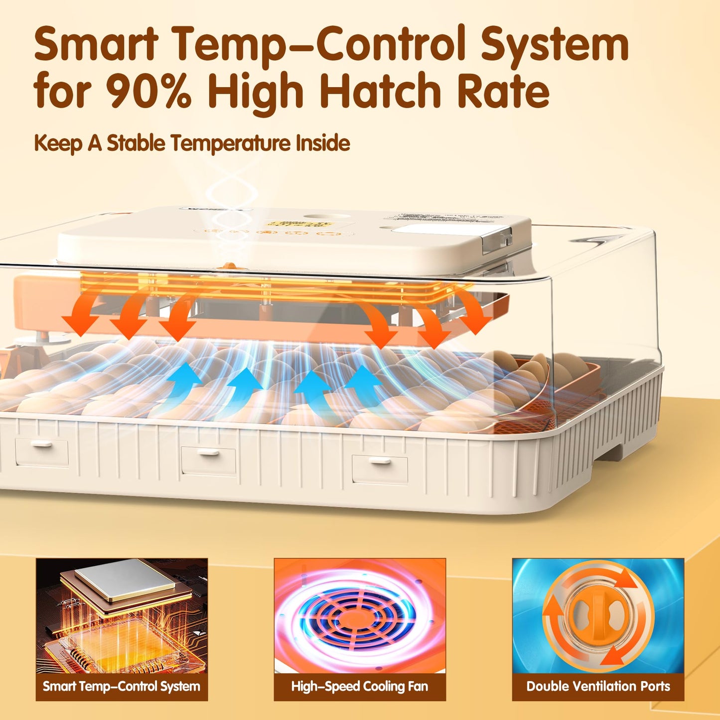 WONEGG 56 Eggs Incubators for Hatching Eggs - Automatic Egg Turner with Temperature and Humidity Control, Egg Candler, Incubator for Hatching Chicken, Duck, Goose, Pigeon, Quail, Parrot Eggs
