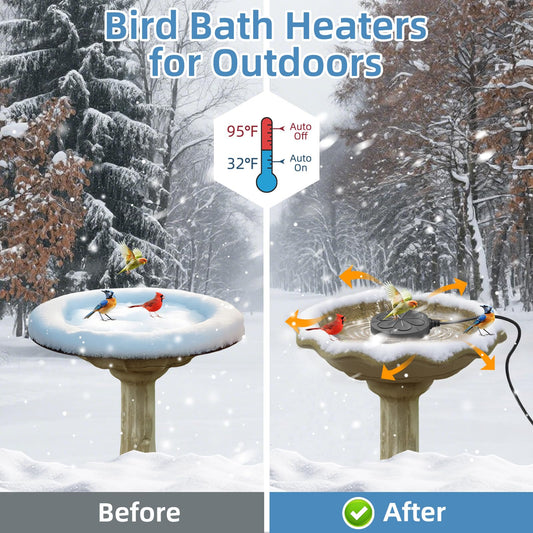 kapwall 110W Bird Bath Heater for Outdoors in Winter–Cast Aluminum Submersible Pond Deicer,Thermostatic Chicken Water Heater,Power Cord 4.92 Ft/1.5M(Black)