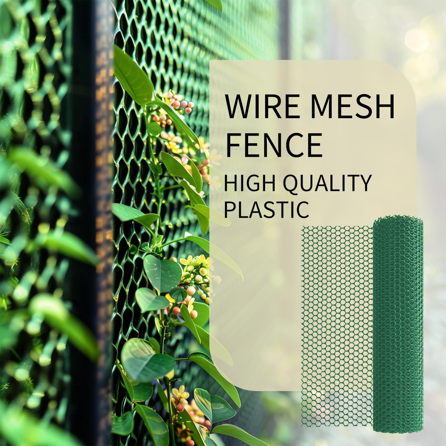 ANHAN Green Chicken Wire Mesh Fence Roll 15.7in x 16.4ft,Plastic Garden mesh Sheet Plant Barrier Netting Temporary Fencing for Poultry Netting Fence Dogs, Rabbit, Animal Floral Net Protection