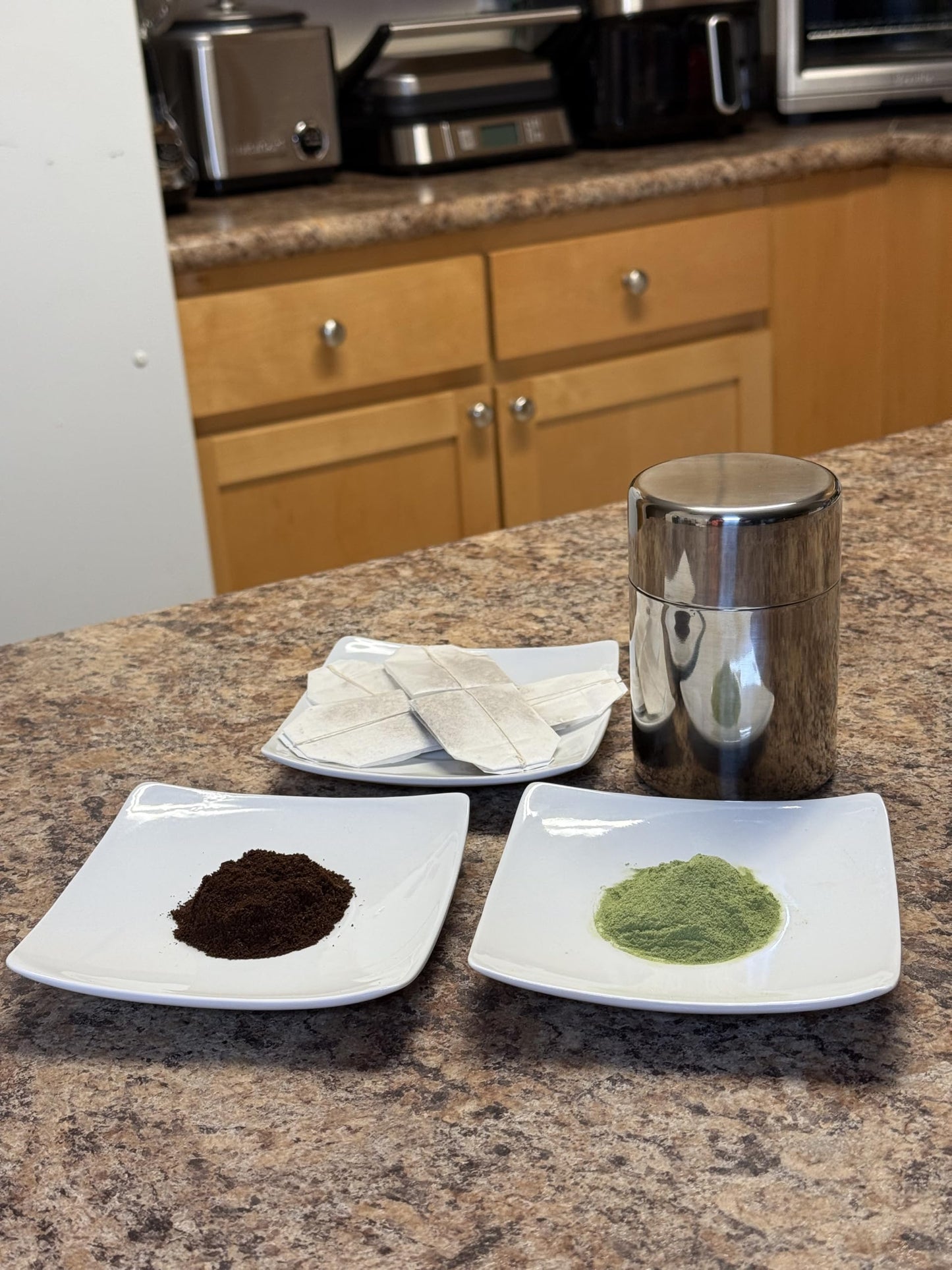Matcha Tea Canister- Airtight Double Lids Spices Storage Seal Stainless Steel - Tea Bags - Ground and Bean Coffee - Matcha Powder - Tin Canister Can 400 ml