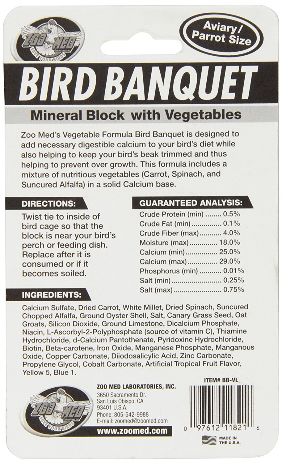 Zoo Med (3 Pack) Mineral Block with Vegetables Bird Banquet, 5-Ounce Each